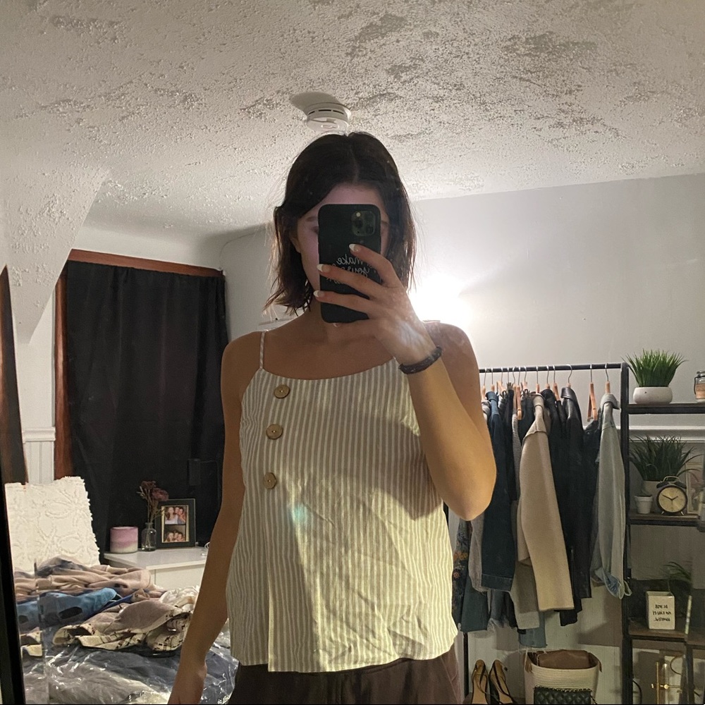 TOPSHOP striped tank up with buttons